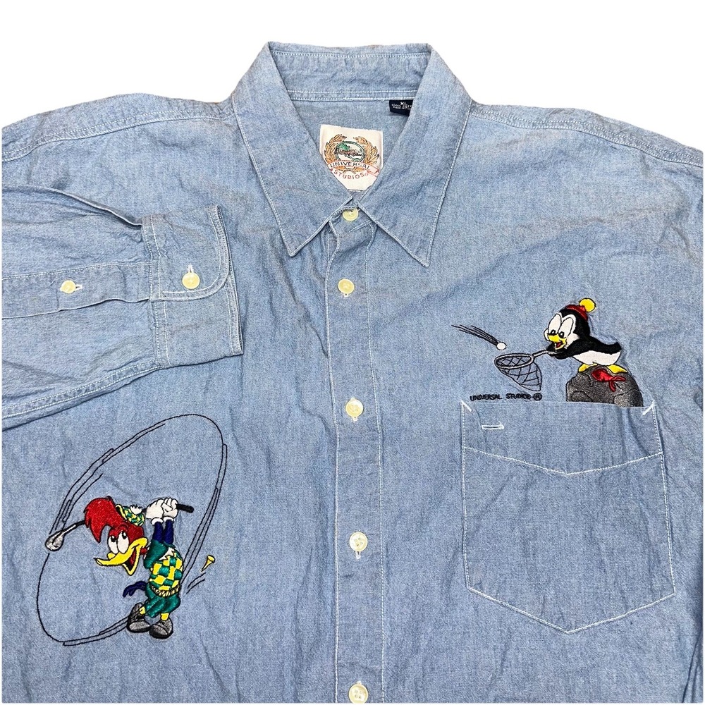 Vintage 90's Universal Studios Woody‎ Woodpecker Golf Willy Willy Denim Men's XL